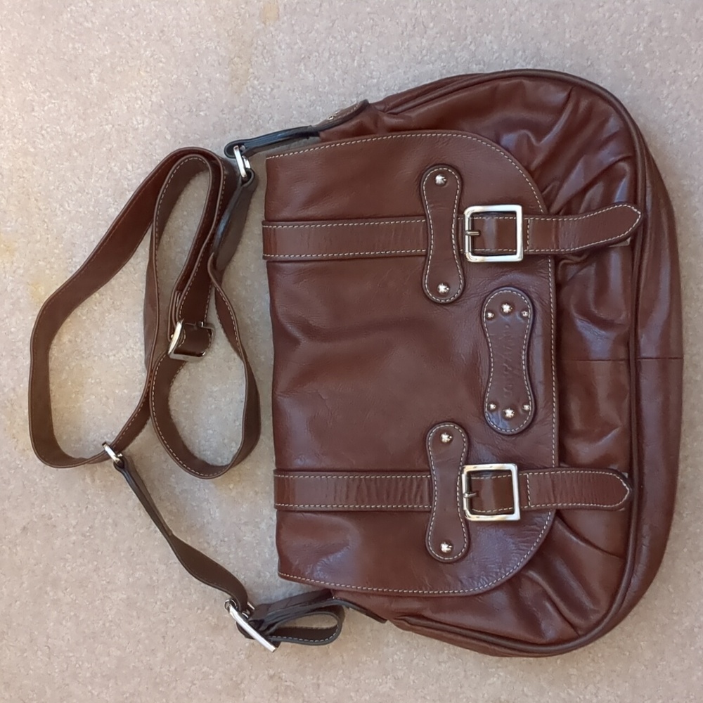Longchamp Leather Flap Crossbody Bag